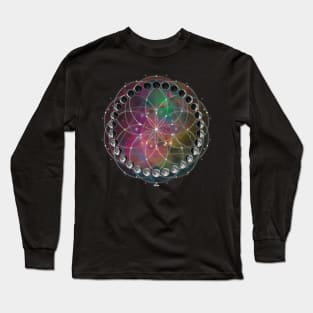 Moon Phases Rainbow Mandala Long Sleeve T-Shirt
